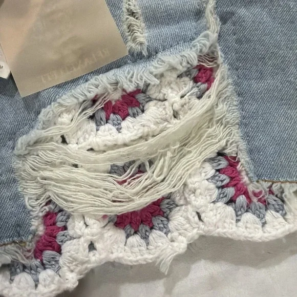 Jessica Simpson Girls' Vintage Wash Crochet Pocket Denim Short Size 14. New - Picture 7 of 10